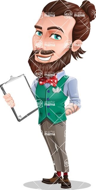 Guy With Man Bun Cartoon Vector Character Notepad 2 Graphicmama