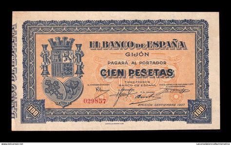 España Gijón 100 Pesetas 1937 Pick S580 Sc Unc NUMISMÁTICA LA LONJA