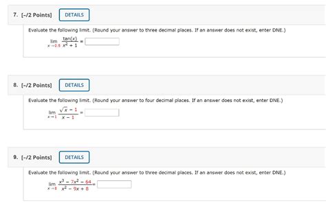 Solved 7 12 Points Details Evaluate The Following Limit