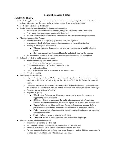 Notes For Exam Leadership Leadership Exam Notes Chapter