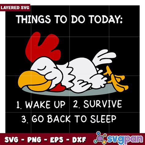 Things to Do Today Chicken SVG File, Funny Sleepy Rooster Design – svgpan