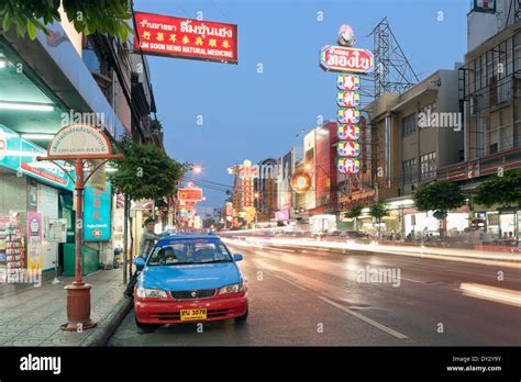 Bangkok Thailand Southeast Asia Charoenkrung Road At Night