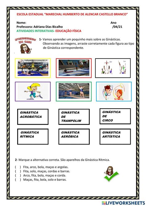 Ginástica Online Activity For Fundamental I You Can Do The Exercises Online Or Download The