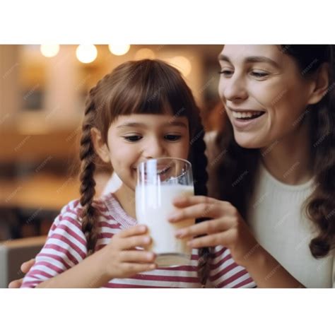 Photo Cute Kid Drinking Milk Premium Ai Generated Image