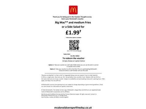 Mcdonald's Food for Thought - FREE Meal Coupon 2024