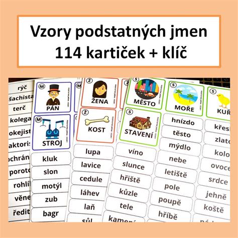 Materiál Vzory podstatných jmen kartičky