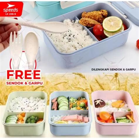 Jual Kotak Bekal Lunch Box Tempat Makan Dengan Sendok Dan Garpu Sumpit