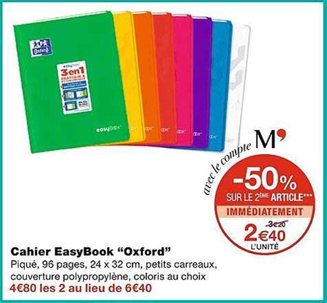 Promo Cahier Easybook Oxford Chez Monoprix Icatalogue Fr