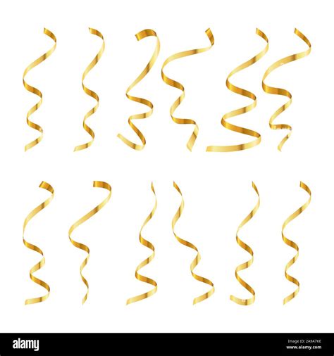 Gold Serpentine Or Confetti Isolated On White Background Vector