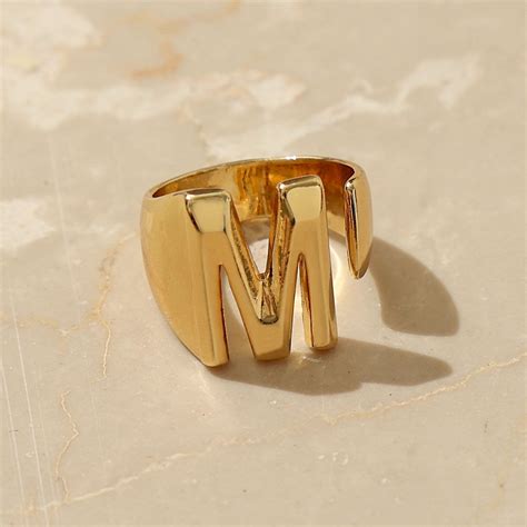 M Initial Gold Letter Ring – www.pipabella.com