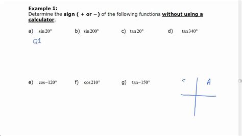 Trig Functions In All 4 Quadrants Youtube