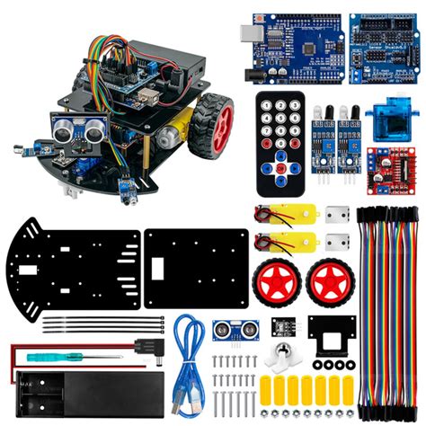 Hosyond 1pcs 1set 1unit Smart Robot Car 2wd Chassis Kit With Ultrasonic Module Remote For