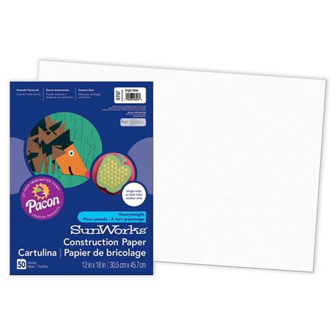 Construction Paper, Bright White, 12" x 18", 50 Sheets - PAC8707 ...