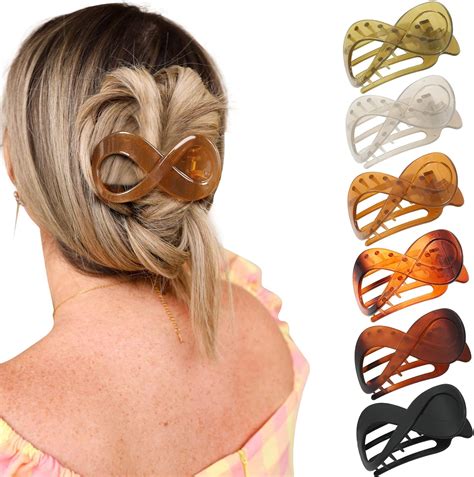 French Concord Flat Hair Clips 6pcs Curved Hair Claw No Slip Hair Clips Volume