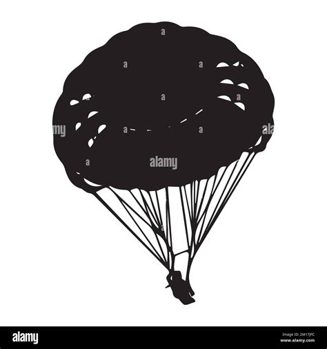 Vector Illustration Of Skydiving Parachuting Silhouette Stock Vector