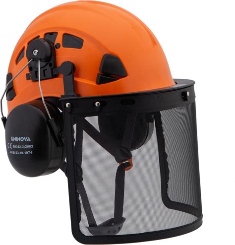 Uninova Forestry Chainsaw Arborist Helmet With Mesh Face Shield And Ear