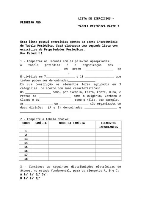 Doc Lista Exercicios Tabela Periodica Dokumen Tips Hot Sex Picture