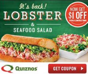 Quiznos $1 Off Lobster Sub Coupon