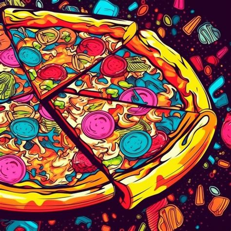 Premium Photo Pop Art Pizza Vibrant Inspiration