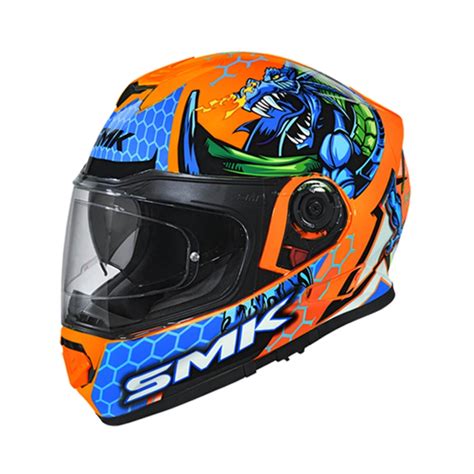 SMK Twister Dragon Gloss Orange Blue Green GL758 Helmet Wroom