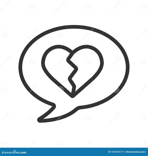 Breakup Message Linear Icon Stock Vector Illustration Of Heart