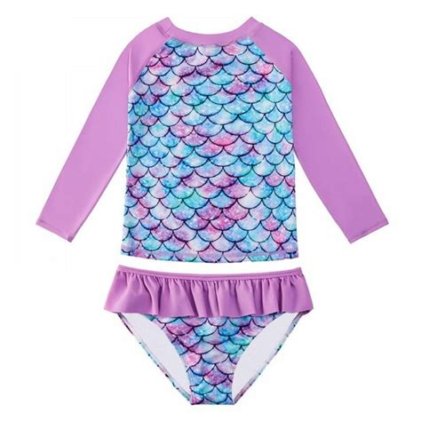 Bullpiano Toddler Girl Swimsuit Set Kid Girl Two Pieces Swimwear Long