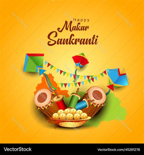 Indian Festival Happy Makar Sankranti Poster Vector Image