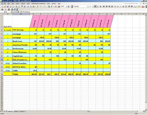 Excel Spreadsheet For Bill Tracking throughout Excel Bill Tracker ...