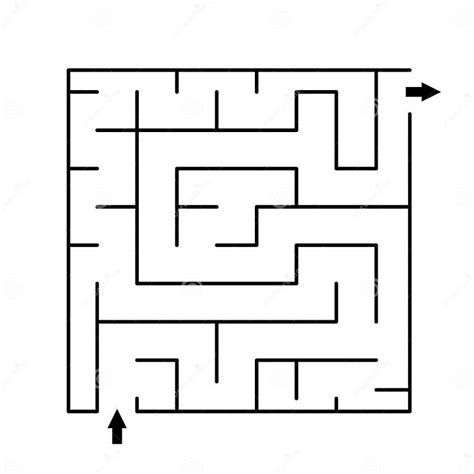 Vector Maze Template Blank Black And White Square Shaped Geometrical