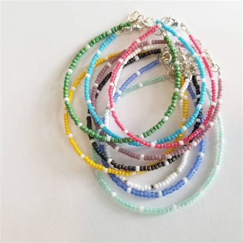 Seed Bead Bracelet Various Colors Beads Boho Friendship Etsy