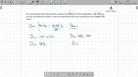 Porcentajes Aumentos Y Descuentos Sucesivos Problema I Youtube