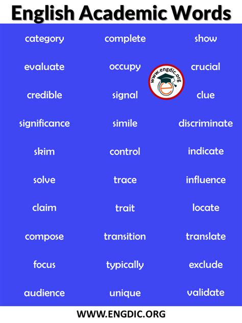 345 New English Academic Words List Infographics And Pdf Artofit