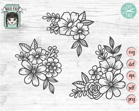 Flower SVG Files, Floral SVG Files, Flower Cut File, Flower Border Svg ...