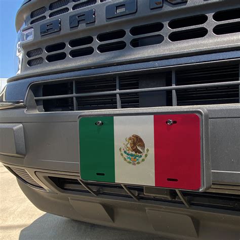 Bandera De México Brushed Aluminum Mexican Flag License Plate and