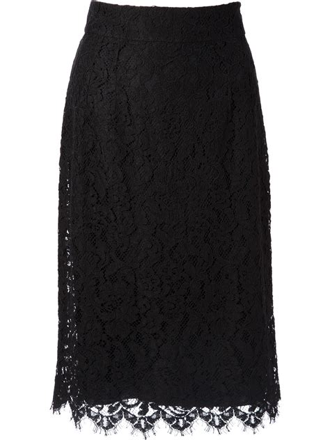 Dolce And Gabbana Lace Pencil Skirt In Black Lyst