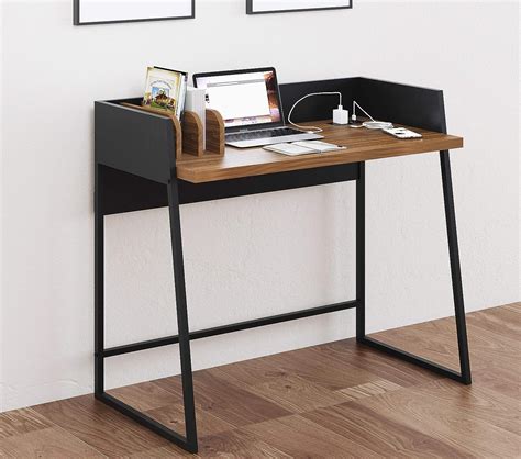 35 Inches Small Computer Desk With Hutch And Build In Charging Station ...