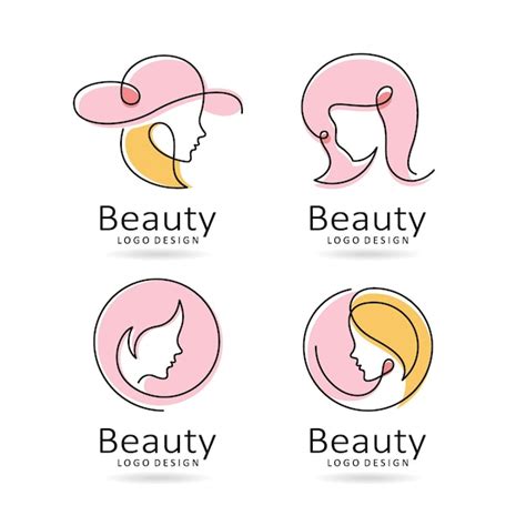 Conjunto De Diseño De Logotipo De Mujer De Belleza Vector Premium