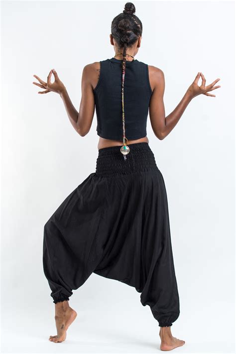 Solid Color 2 In 1 Jumpsuit Harem Pants In Black