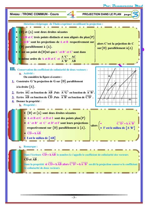 La projection dans le plan exercices corrigés tronc commun BIOF