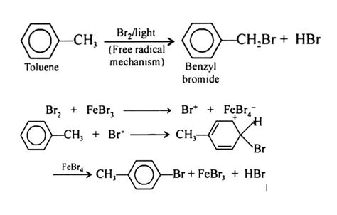 Why Toluene Reacts With Bromine In Presence Of Light Gives Benzyl