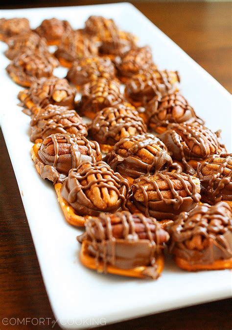 Chocolate Caramel Pecan Pretzel Bites The Comfort Of Cooking