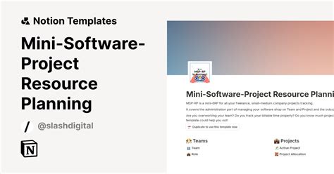 Mini Software Project Resource Planning Template By Slash Digital