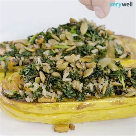 Delicata Squash Stuffed With Wild Rice And Kale