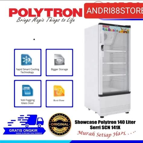 Jual Polytron Showcase Pintu Liter Rak Bukaan Botol Scn X