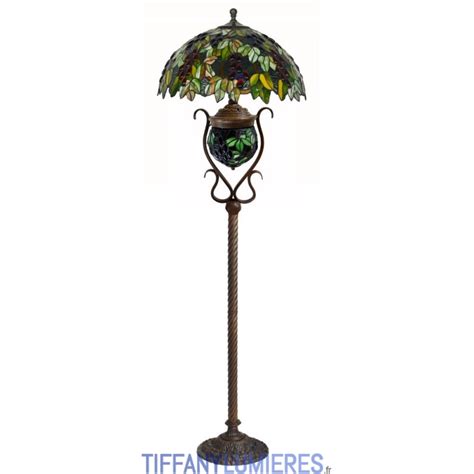 Lampadaire Vitrail Tiffany R Tro Raisin Cm France