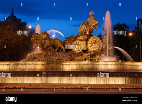 Cibeles Fountain At Night In City Of Madrid Spain Fountain From 1782