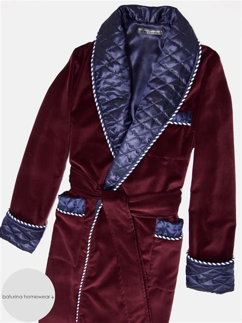 Mens Burgundy Velvet Dressing Gown And Quilted Silk Smoking Jacket Robe