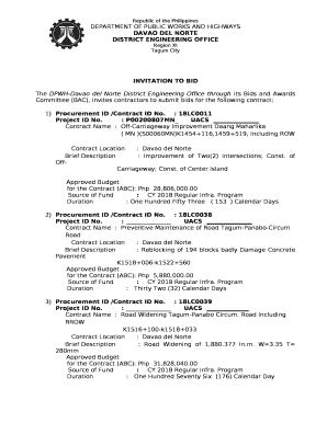 The DPWH Davao Del Norte District Engineering Office Through Its Bids