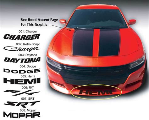 Dodge Charger R T Mopar Daytona Srt Super Bee Front Spoiler Decal Sticker Graphics Fits To