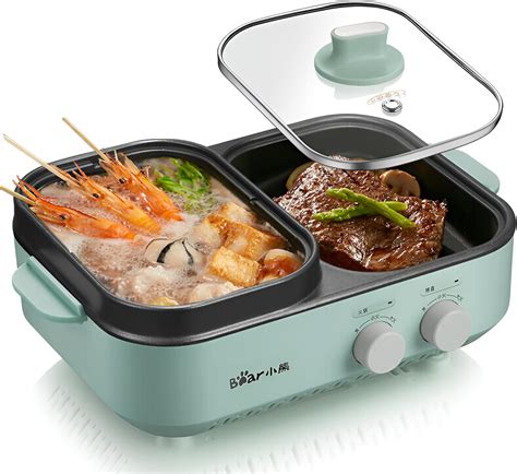 In Electric Grill With Hot Pot Non Stick Electric Cooking Pot For Steak Shabu Shabu